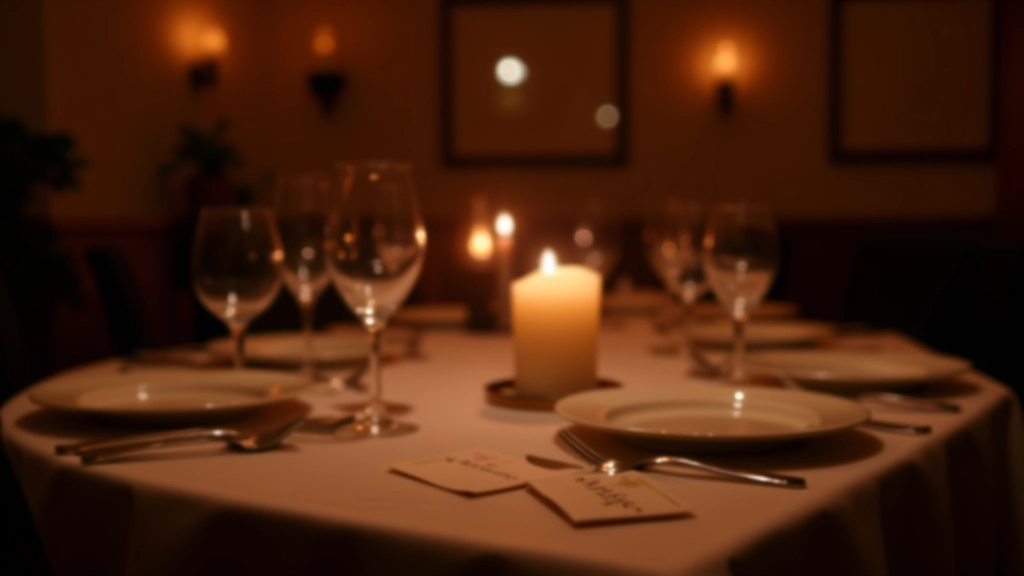 Elegant dinner table setup with mystery game clue cards and themed decorations