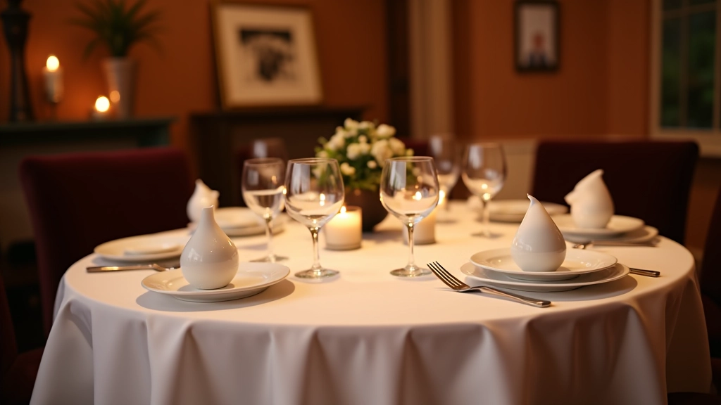 Elegant dinner table setup with mystery game cards and themed decorations